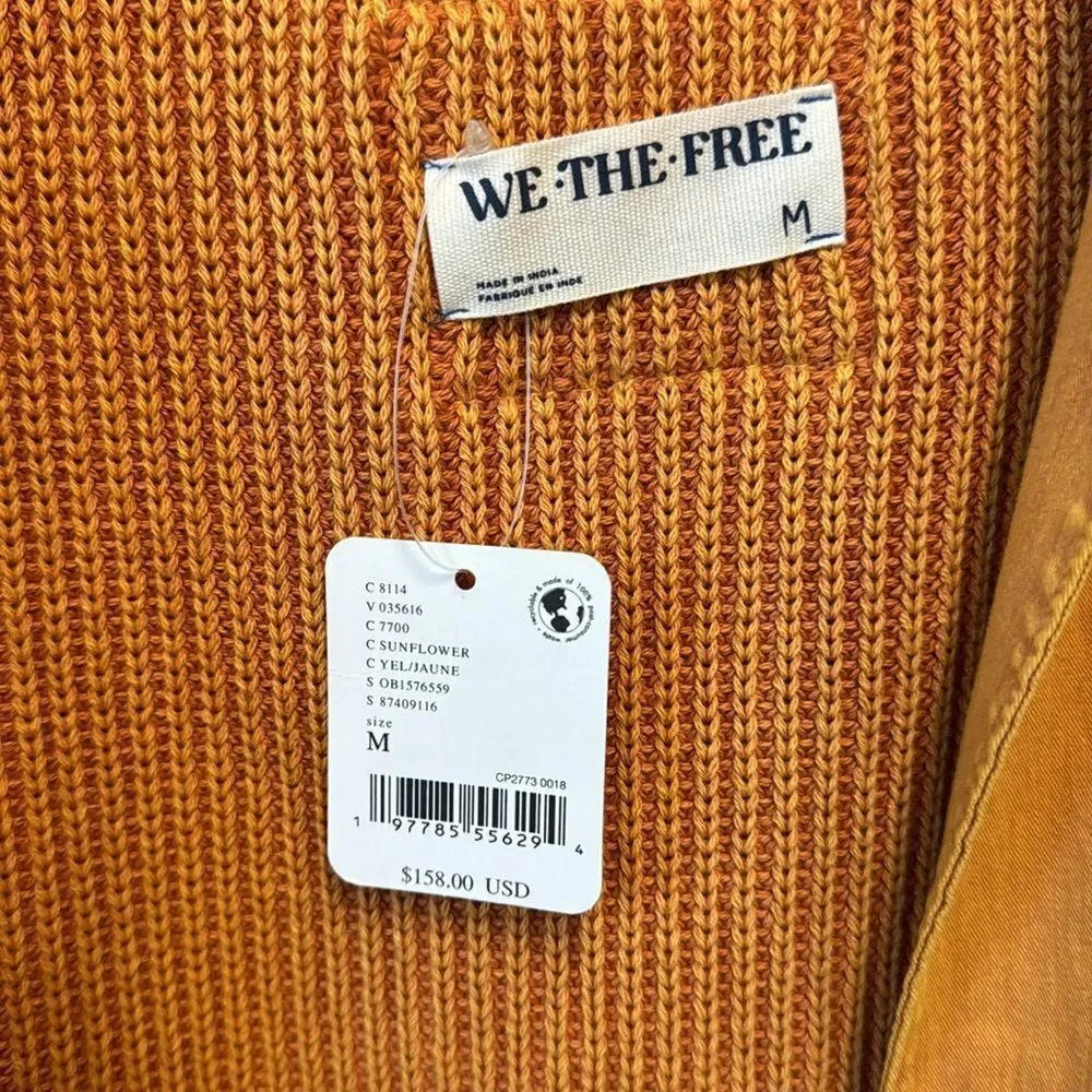 We The Free Worn Thru Surplus Cardi Sweater Orange Yellow  Size M - Picture 4 of 6